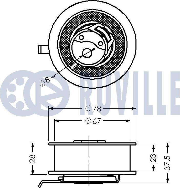 Ruville 540344 - Spriegotājrullītis, Gāzu sadales mehānisma piedziņas siksna ps1.lv