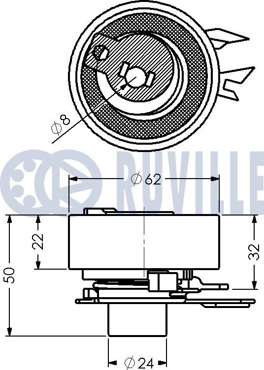 Ruville 540346 - Spriegotājrullītis, Gāzu sadales mehānisma piedziņas siksna ps1.lv