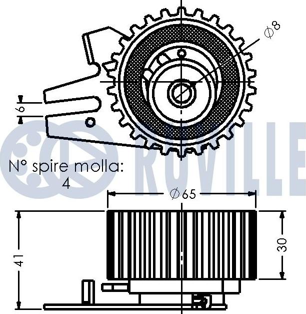 Ruville 541500 - Spriegotājrullītis, Gāzu sadales mehānisma piedziņas siksna ps1.lv