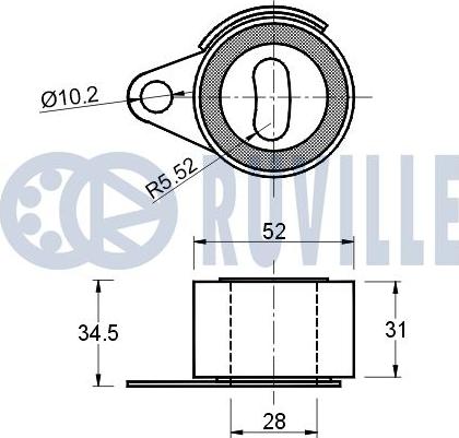 Ruville 541520 - Spriegotājrullītis, Gāzu sadales mehānisma piedziņas siksna ps1.lv