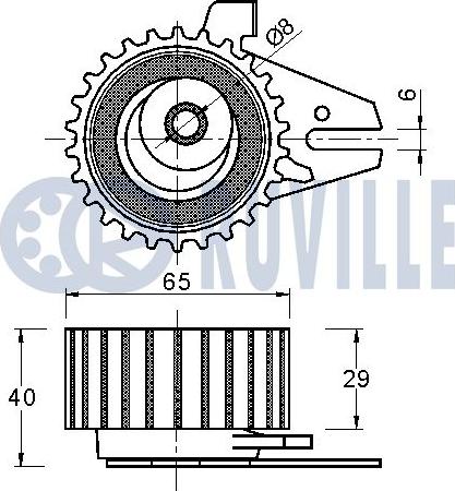 Ruville 541067 - Spriegotājrullītis, Gāzu sadales mehānisma piedziņas siksna ps1.lv