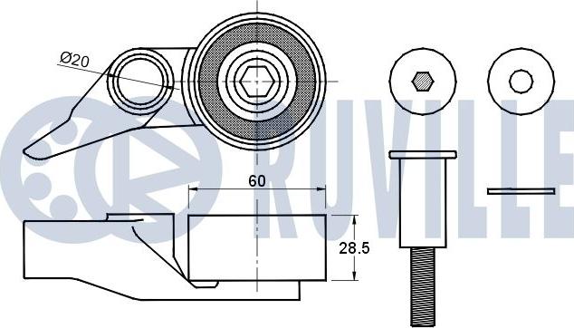 Ruville 541825 - Spriegotājrullītis, Gāzu sadales mehānisma piedziņas siksna ps1.lv