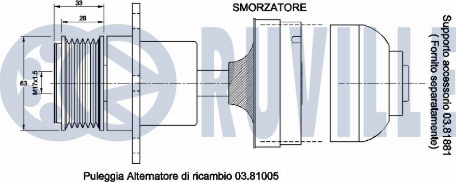 Ruville 541705 - Piedziņas skriemelis, Ģenerators ps1.lv