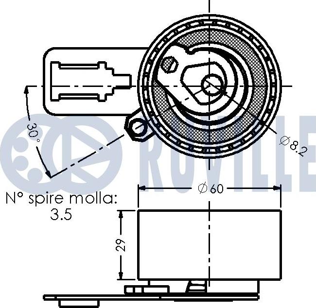 Ruville 542580 - Spriegotājrullītis, Gāzu sadales mehānisma piedziņas siksna ps1.lv