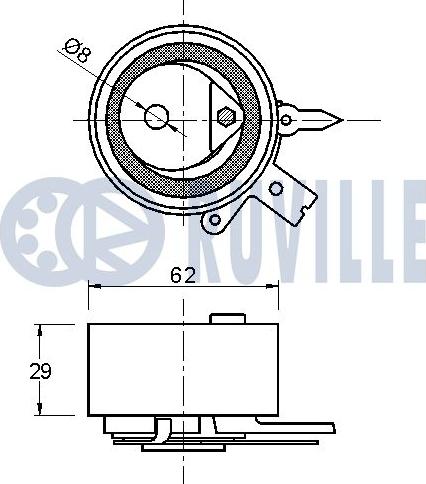 Ruville 542048 - Spriegotājrullītis, Gāzu sadales mehānisma piedziņas siksna ps1.lv