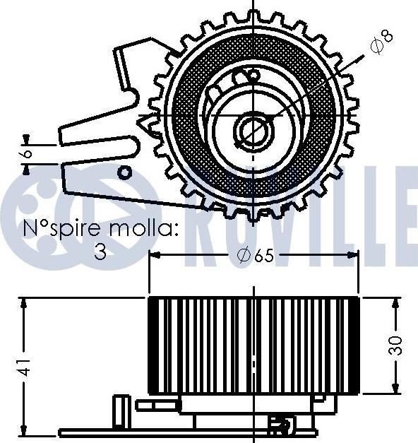 Ruville 542081 - Spriegotājrullītis, Gāzu sadales mehānisma piedziņas siksna ps1.lv