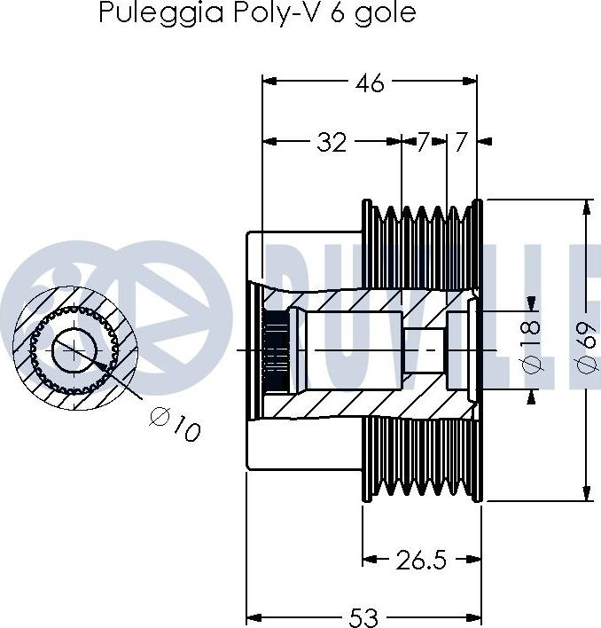 Ruville 542182 - Piedziņas skriemelis, Ģenerators ps1.lv