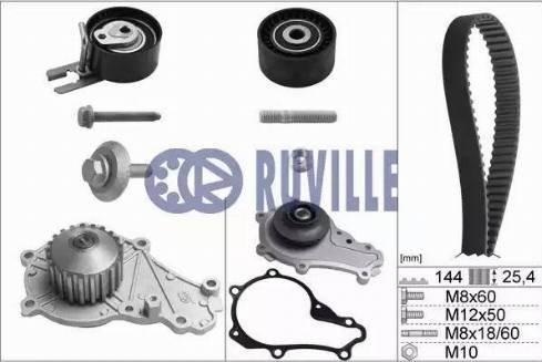 Ruville 55953702 - Ūdenssūknis + Zobsiksnas komplekts ps1.lv