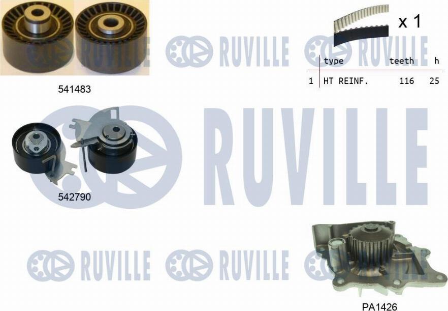 Ruville 5504271 - Ūdenssūknis + Zobsiksnas komplekts ps1.lv