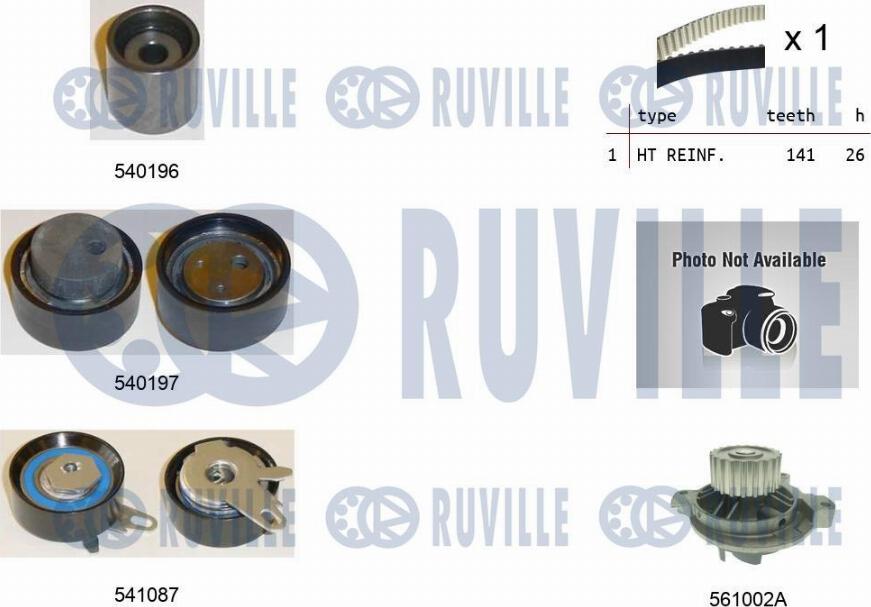 Ruville 5505041 - Ūdenssūknis + Zobsiksnas komplekts ps1.lv