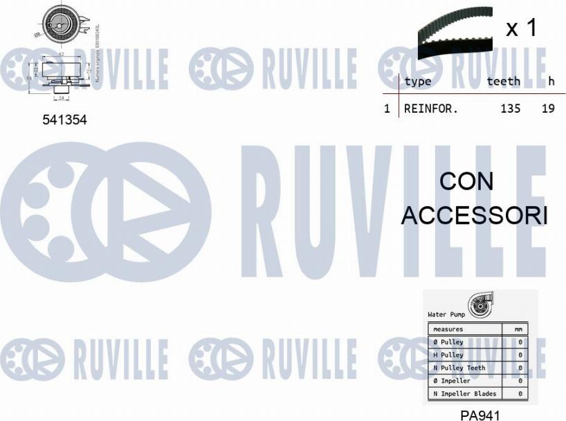 Ruville 5500971 - Ūdenssūknis + Zobsiksnas komplekts ps1.lv