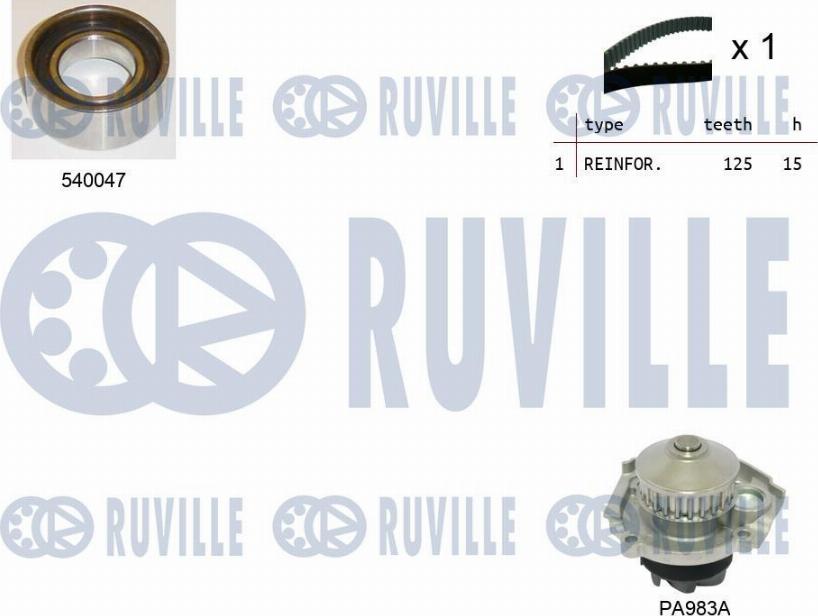 Ruville 5500481 - Ūdenssūknis + Zobsiksnas komplekts ps1.lv