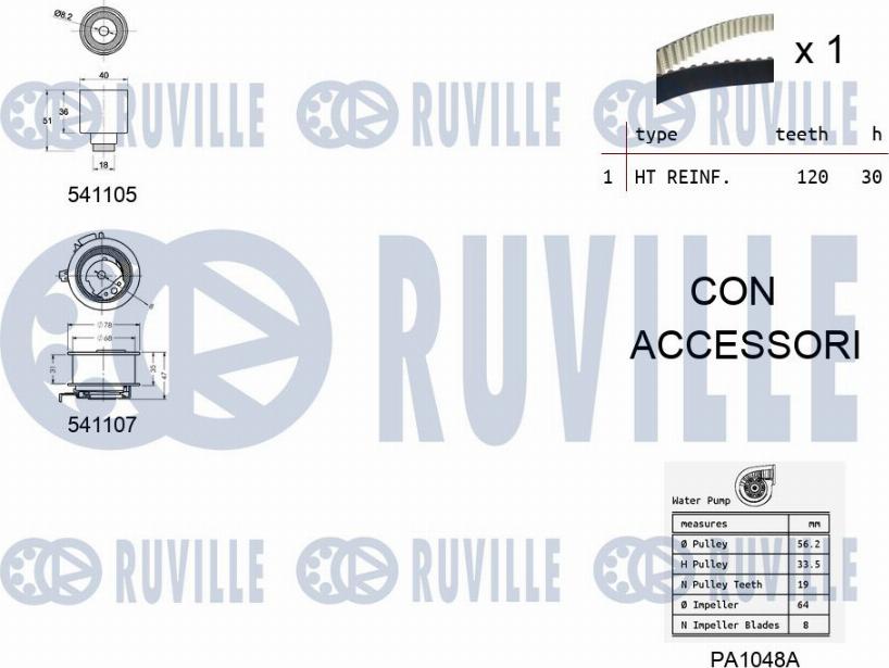 Ruville 5500611 - Ūdenssūknis + Zobsiksnas komplekts ps1.lv