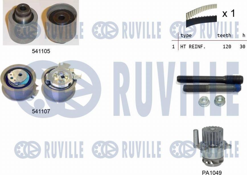 Ruville 5500613 - Ūdenssūknis + Zobsiksnas komplekts ps1.lv