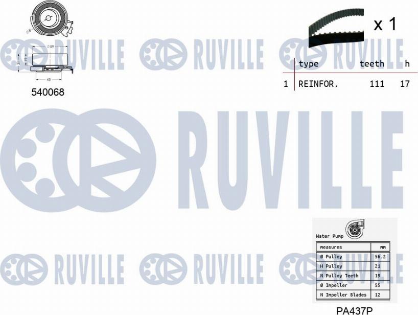 Ruville 5500051 - Ūdenssūknis + Zobsiksnas komplekts ps1.lv