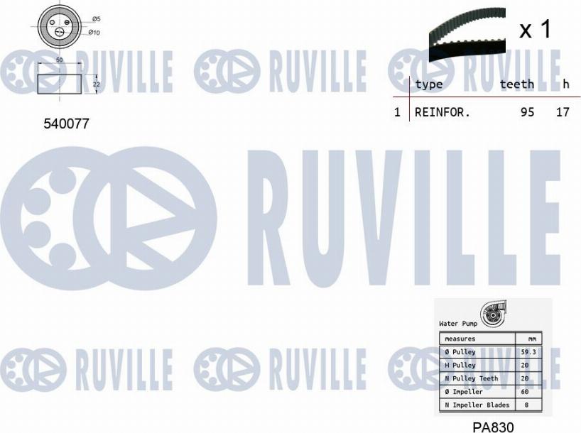 Ruville 5500321 - Ūdenssūknis + Zobsiksnas komplekts ps1.lv