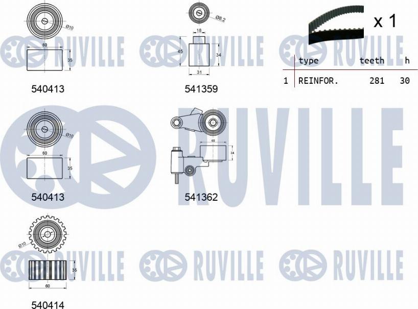 Ruville 550197 - Zobsiksnas komplekts ps1.lv