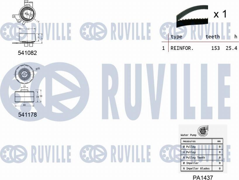 Ruville 5501451 - Ūdenssūknis + Zobsiksnas komplekts ps1.lv