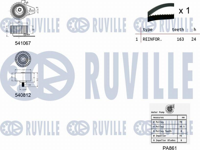 Ruville 5501021 - Ūdenssūknis + Zobsiksnas komplekts ps1.lv