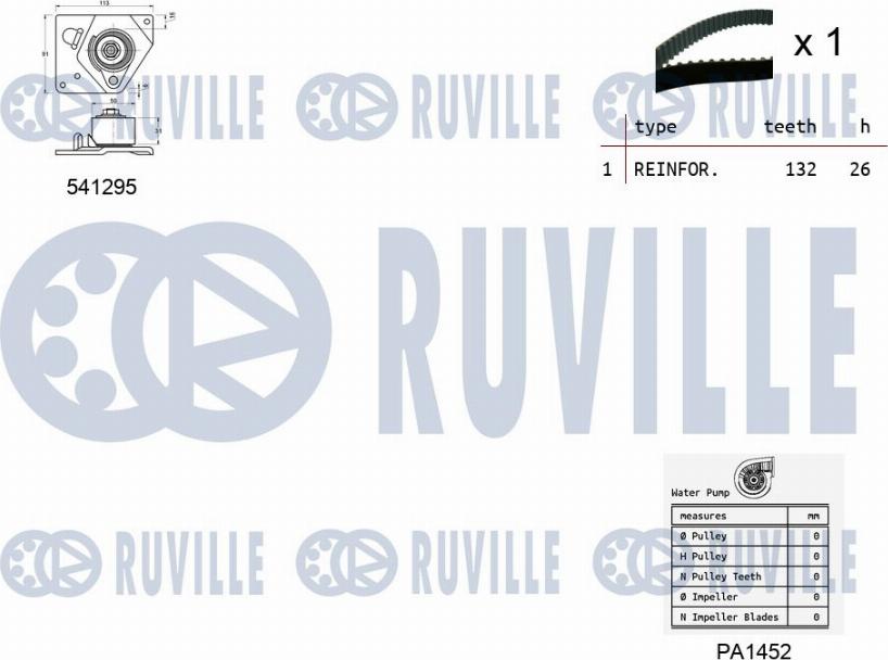 Ruville 5501132 - Ūdenssūknis + Zobsiksnas komplekts ps1.lv