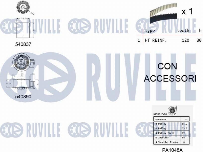 Ruville 5501371 - Ūdenssūknis + Zobsiksnas komplekts ps1.lv