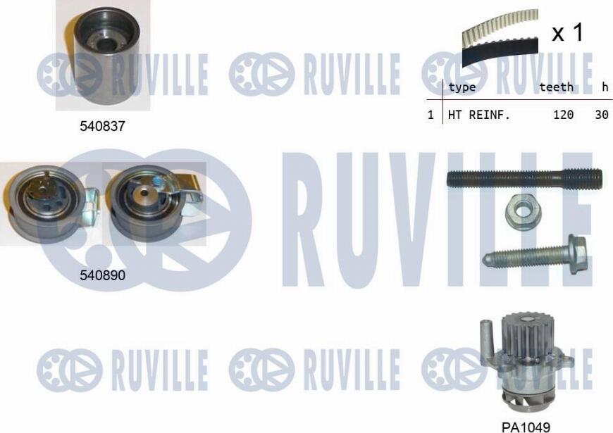 Ruville 5501372 - Ūdenssūknis + Zobsiksnas komplekts ps1.lv