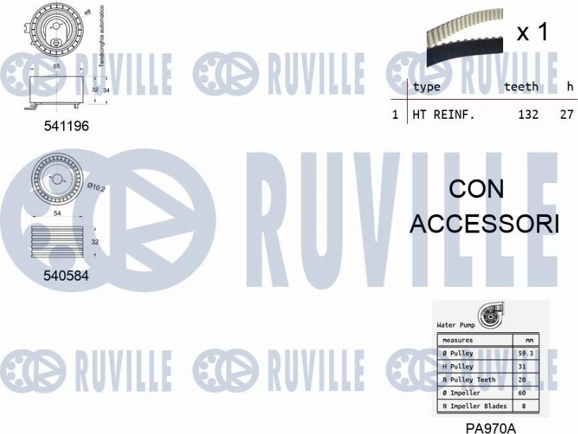 Ruville 5503571 - Ūdenssūknis + Zobsiksnas komplekts ps1.lv