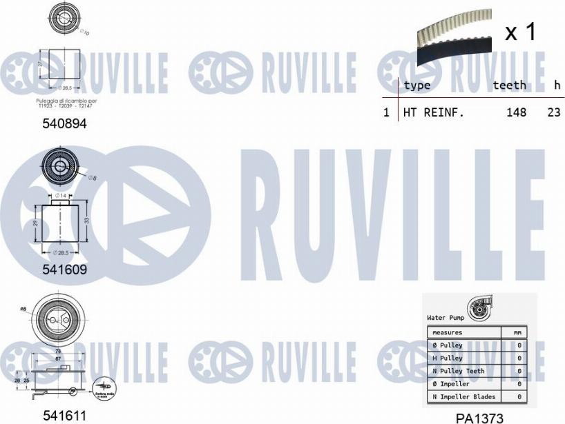 Ruville 5503191 - Ūdenssūknis + Zobsiksnas komplekts ps1.lv