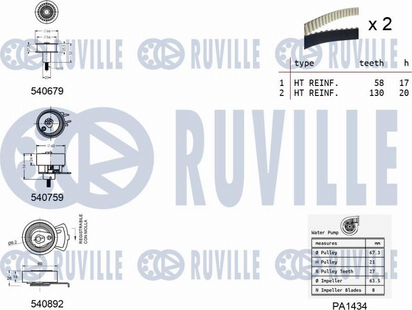 Ruville 5503811 - Ūdenssūknis + Zobsiksnas komplekts ps1.lv