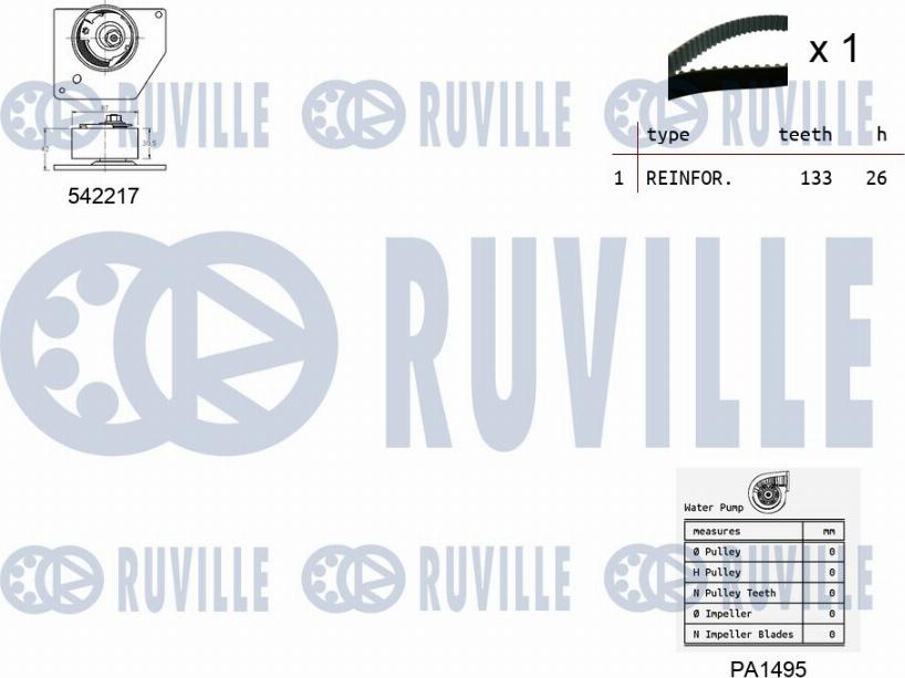 Ruville 5503361 - Ūdenssūknis + Zobsiksnas komplekts ps1.lv