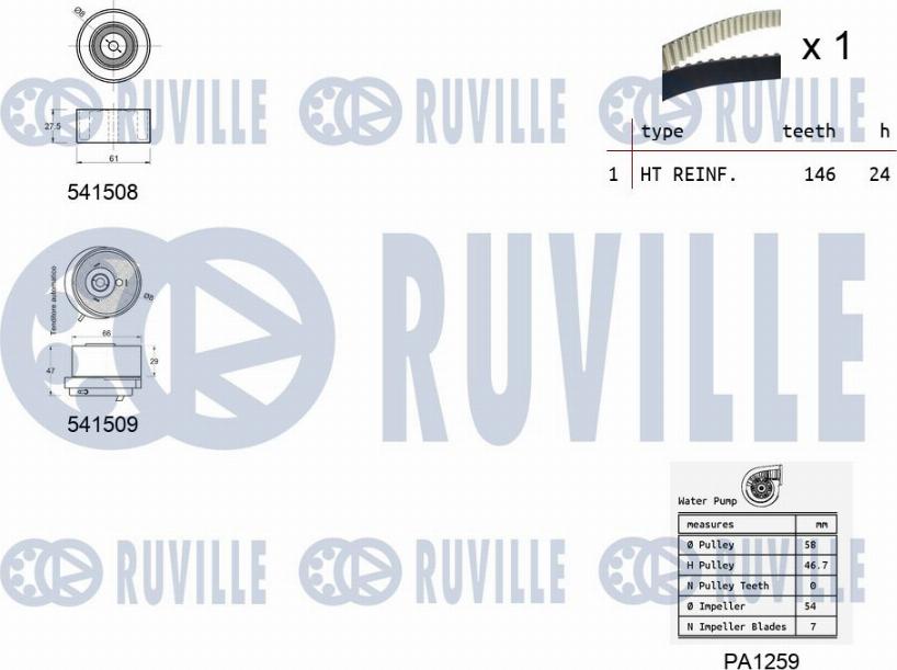 Ruville 5503201 - Ūdenssūknis + Zobsiksnas komplekts ps1.lv