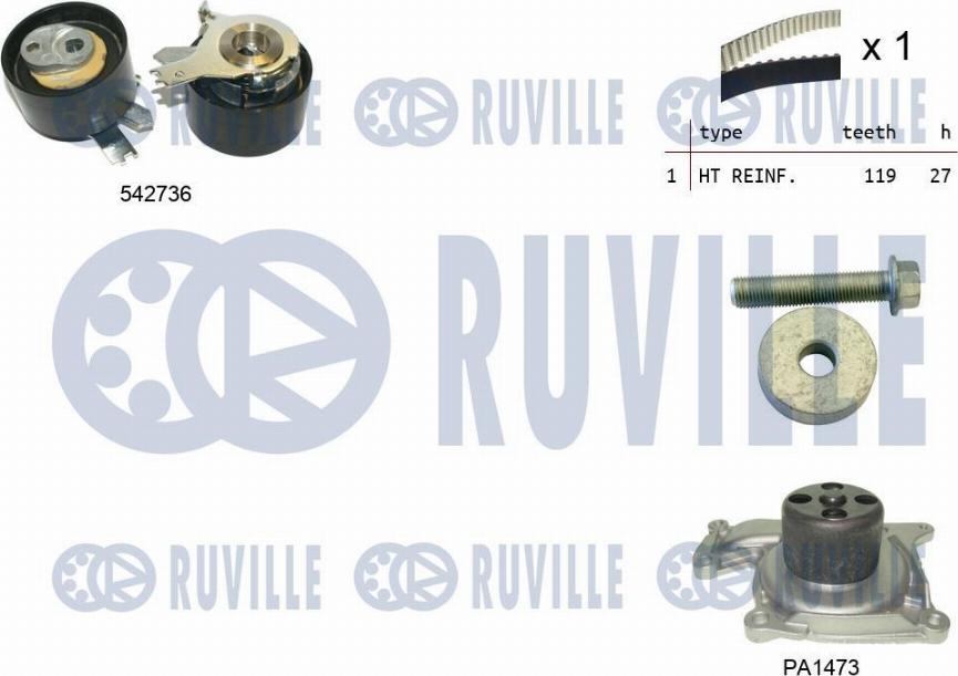 Ruville 5505011 - Ūdenssūknis + Zobsiksnas komplekts ps1.lv