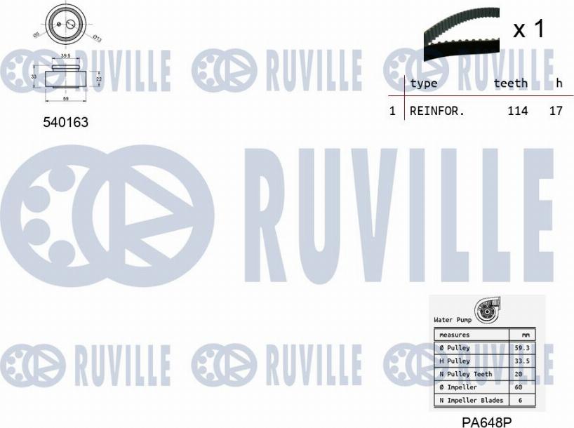 Ruville 5502241 - Ūdenssūknis + Zobsiksnas komplekts ps1.lv