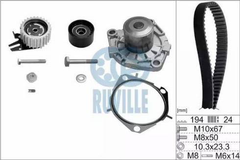 Ruville 56036701 - Ūdenssūknis + Zobsiksnas komplekts ps1.lv