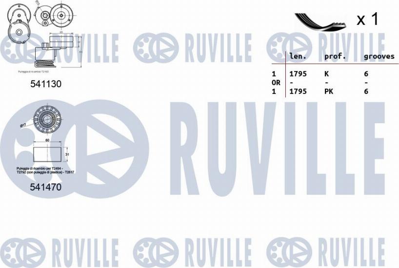 Ruville 570080 - Ķīļrievu siksnu komplekts ps1.lv