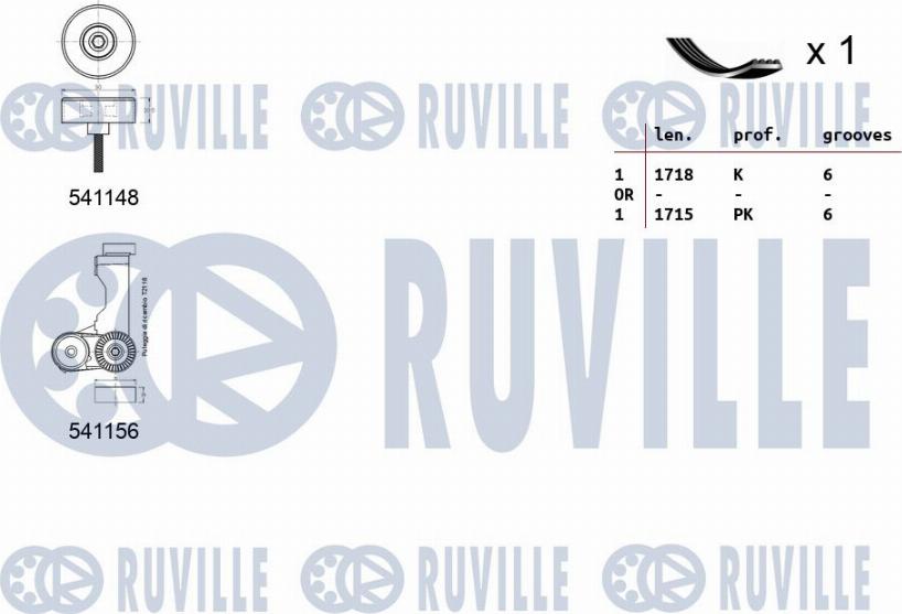 Ruville 570143 - Ķīļrievu siksnu komplekts ps1.lv