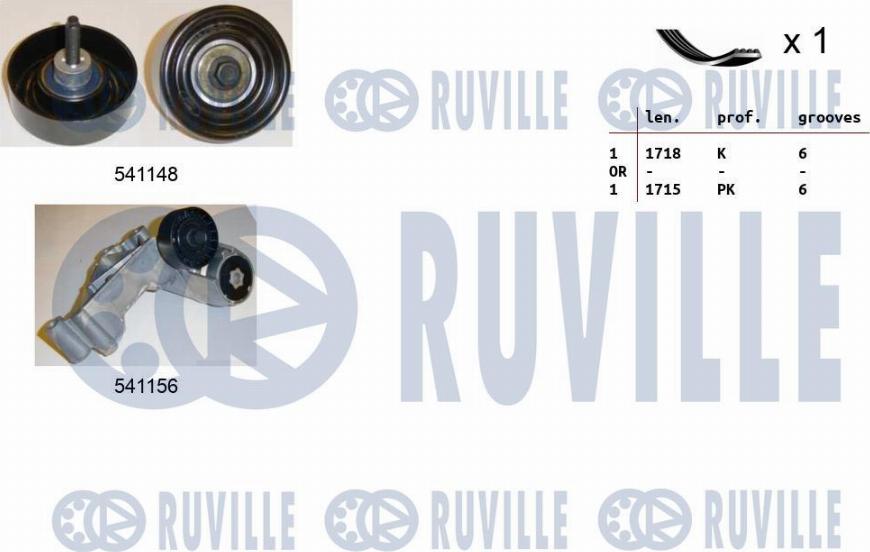 Ruville 570143 - Ķīļrievu siksnu komplekts ps1.lv