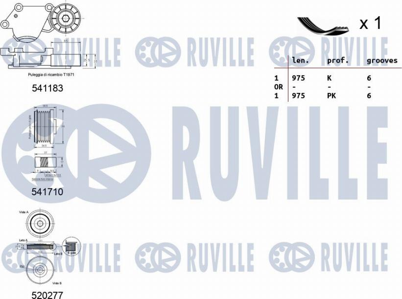 Ruville 570166 - Ķīļrievu siksnu komplekts ps1.lv