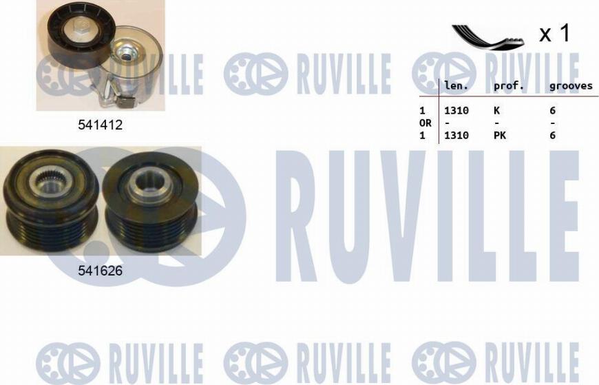 Ruville 570160 - Ķīļrievu siksnu komplekts ps1.lv