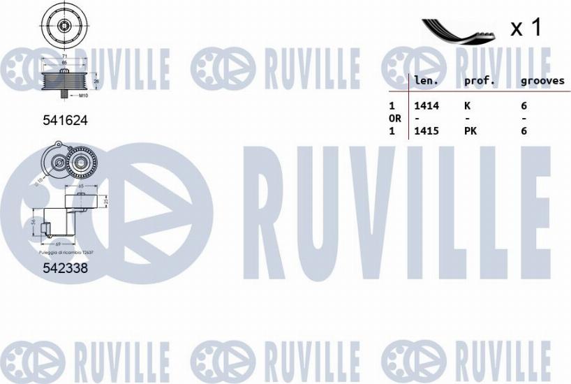 Ruville 570161 - Ķīļrievu siksnu komplekts ps1.lv