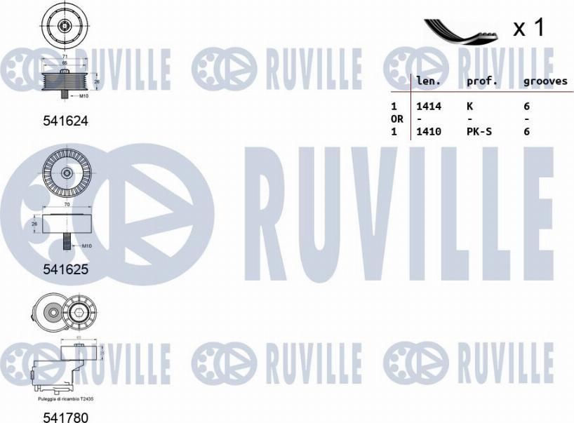 Ruville 570168 - Ķīļrievu siksnu komplekts ps1.lv