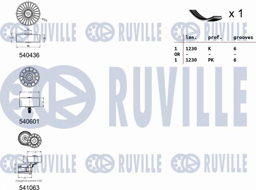 Ruville 570115 - Ķīļrievu siksnu komplekts ps1.lv