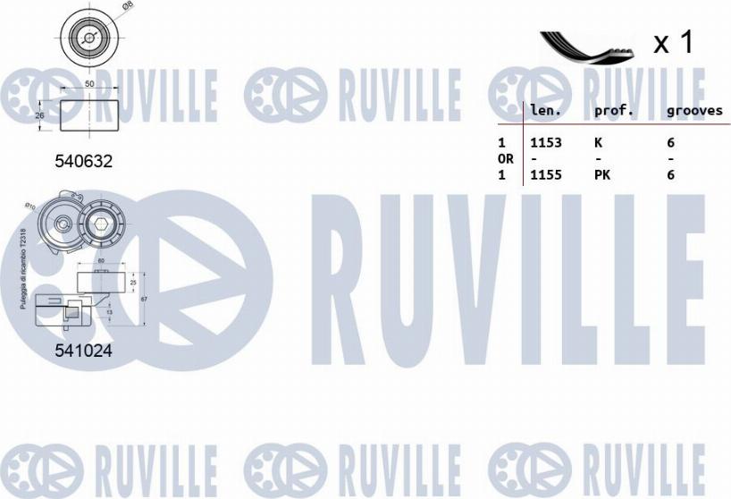 Ruville 570188 - Ķīļrievu siksnu komplekts ps1.lv