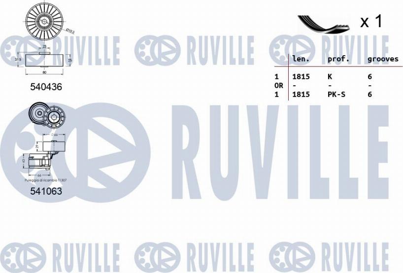 Ruville 570182 - Ķīļrievu siksnu komplekts ps1.lv