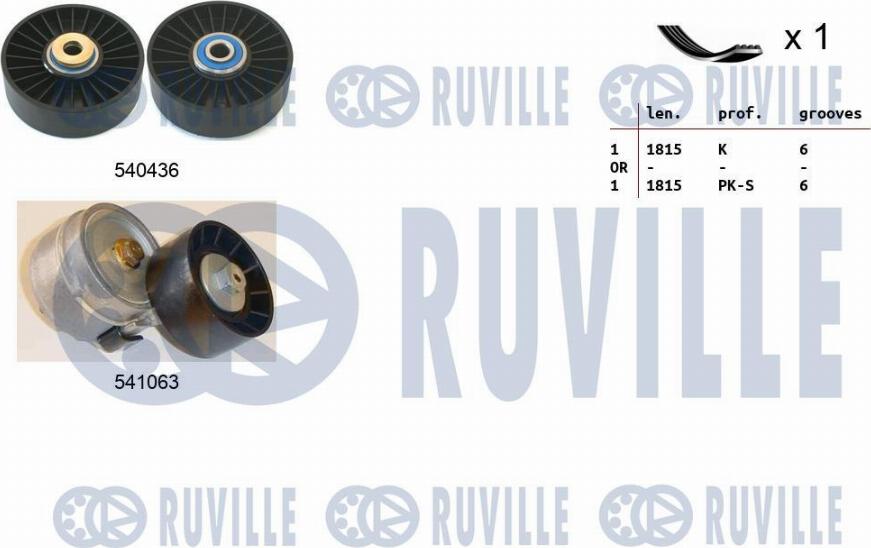 Ruville 570182 - Ķīļrievu siksnu komplekts ps1.lv