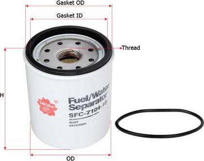 SAKURA Automotive SFC-7104-10 - Degvielas-ūdens atdalītājs ps1.lv
