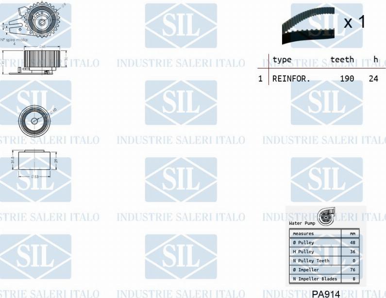 Saleri SIL K5PA922 - Ūdenssūknis + Zobsiksnas komplekts ps1.lv