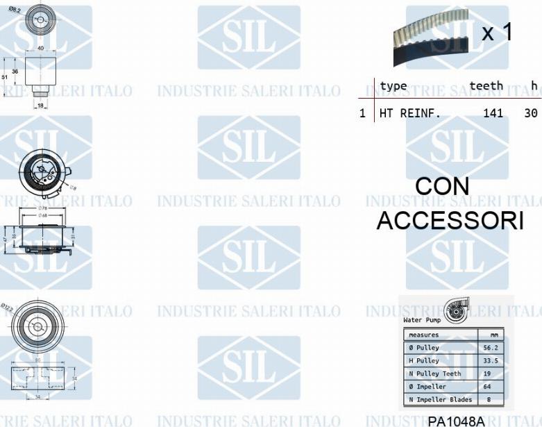 Saleri SIL K5PA1048A - Ūdenssūknis + Zobsiksnas komplekts ps1.lv