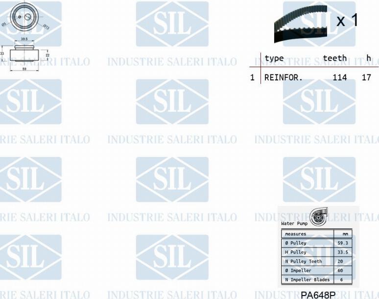 Saleri SIL K1PA648P - Ūdenssūknis + Zobsiksnas komplekts ps1.lv