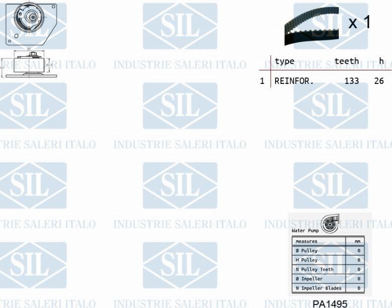 Saleri SIL K1PA1495 - Ūdenssūknis + Zobsiksnas komplekts ps1.lv